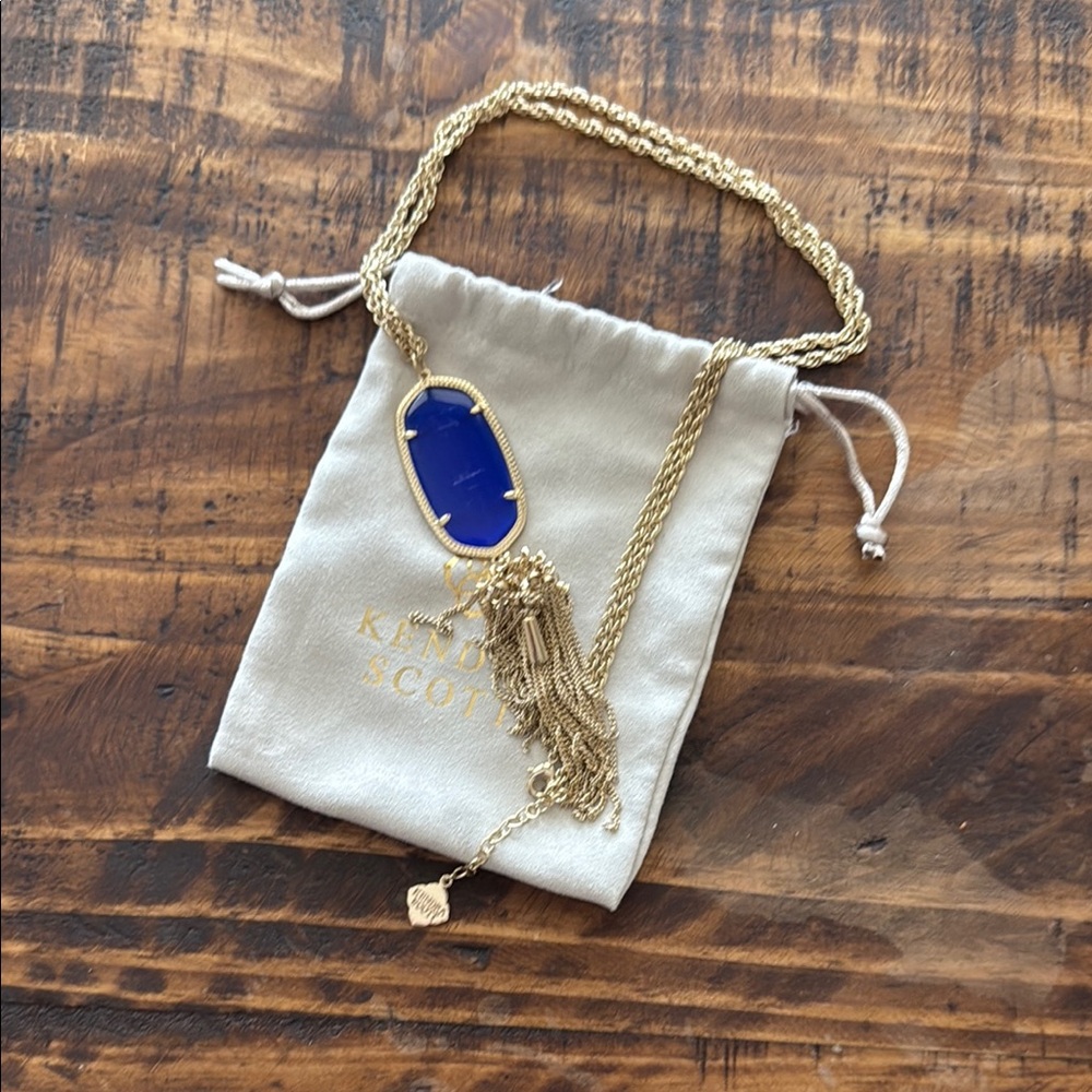 Kendra Scott Gold Necklace with Royal Blue Stone